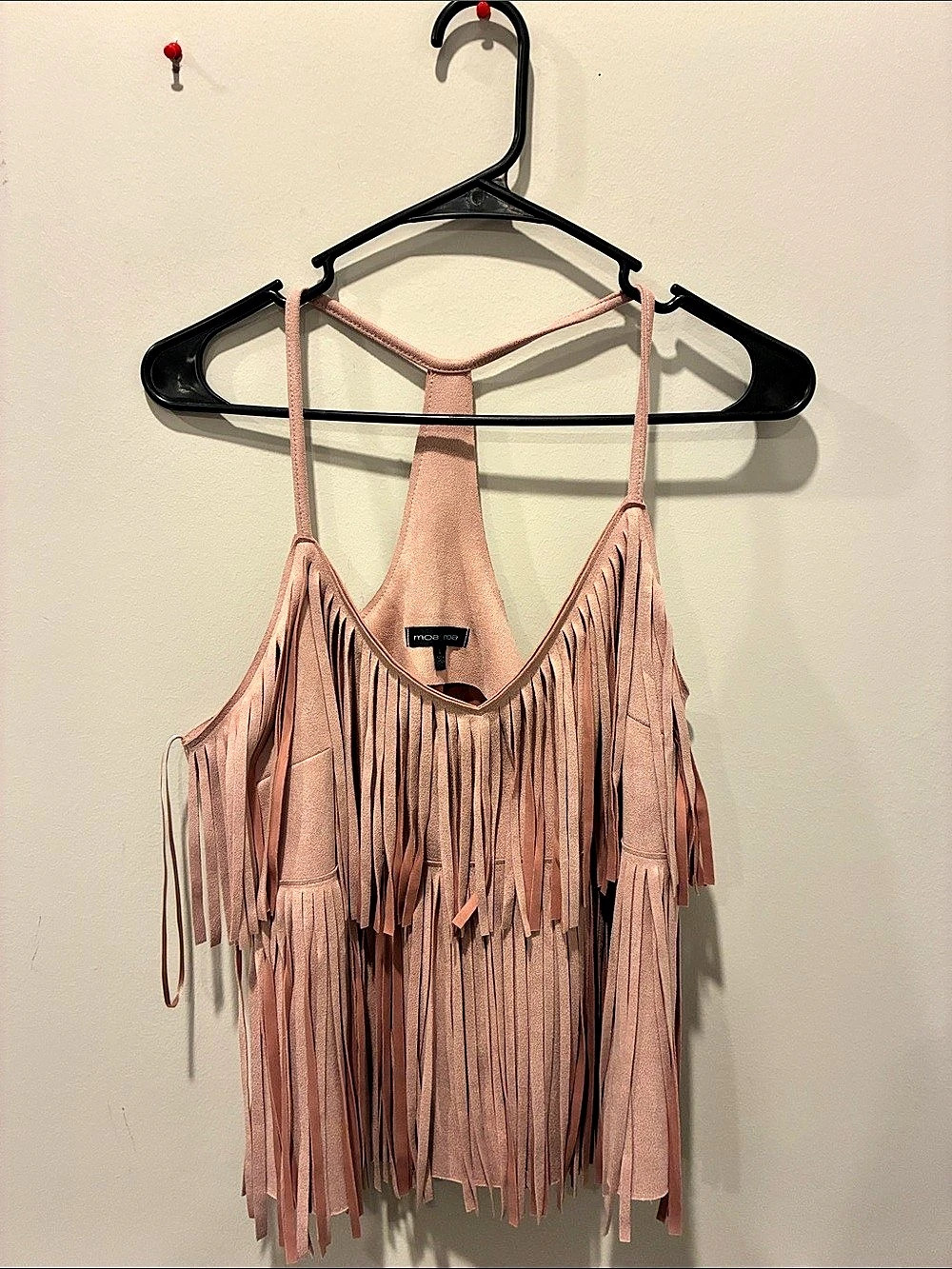 moa moa Pink Fringe Tank Top Like New